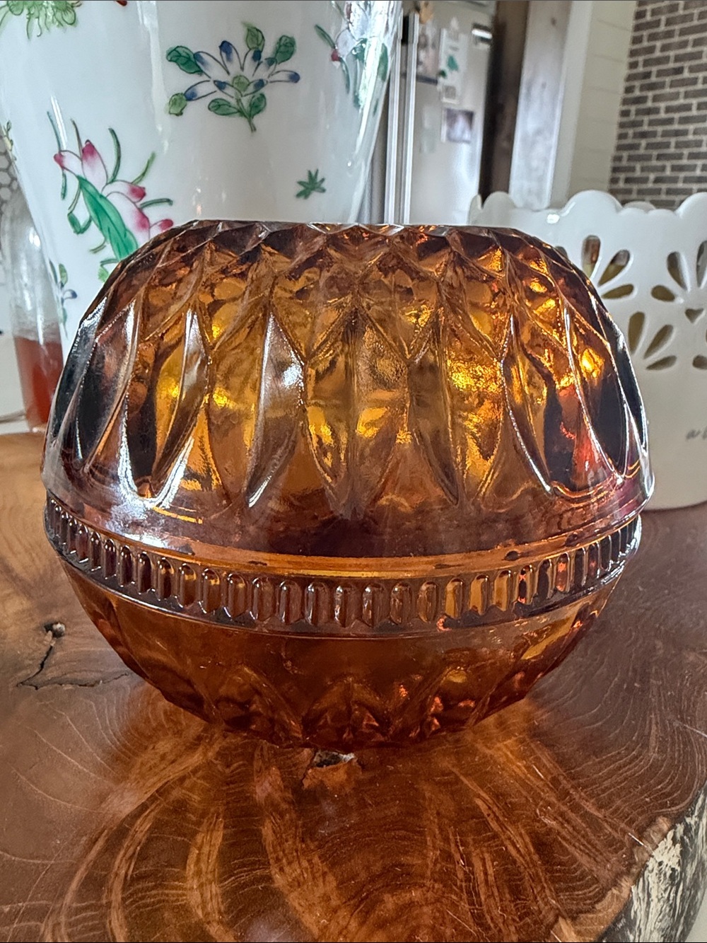 Vintage Indiana Amber Glass Fairy Lamp. Beautiful!!!!